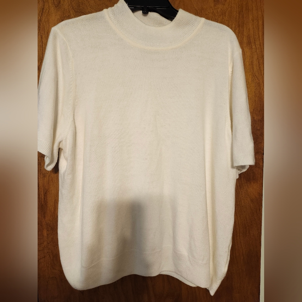 SAGHARBOR X2 BUNDLE of a Pink and a Cream Color Soft Short Sleeve Tops Size 2XL